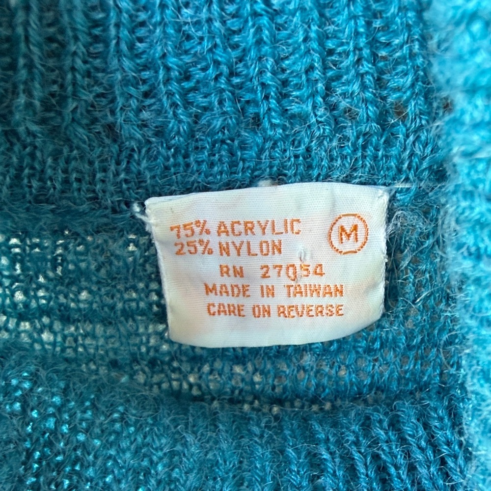 Vintage Teal Blue Turtleneck Sweater - Picture 2 of 10